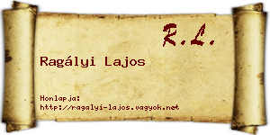 Ragályi Lajos névjegykártya